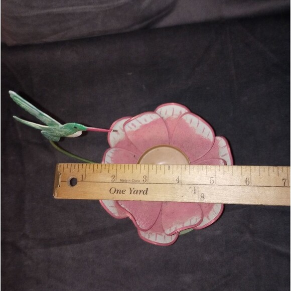 Beautiful Metal Hummingbird and Lotus Flower Candle Holder EUC - Picture 6 of 6